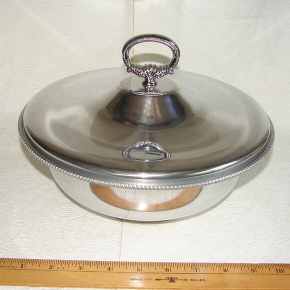 Vintage Mid Century Buenilum Aluminum 10" Covered Serving Dish, USA Made, MCM - Picture 2 of 10